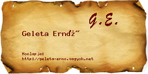 Geleta Ernő névjegykártya